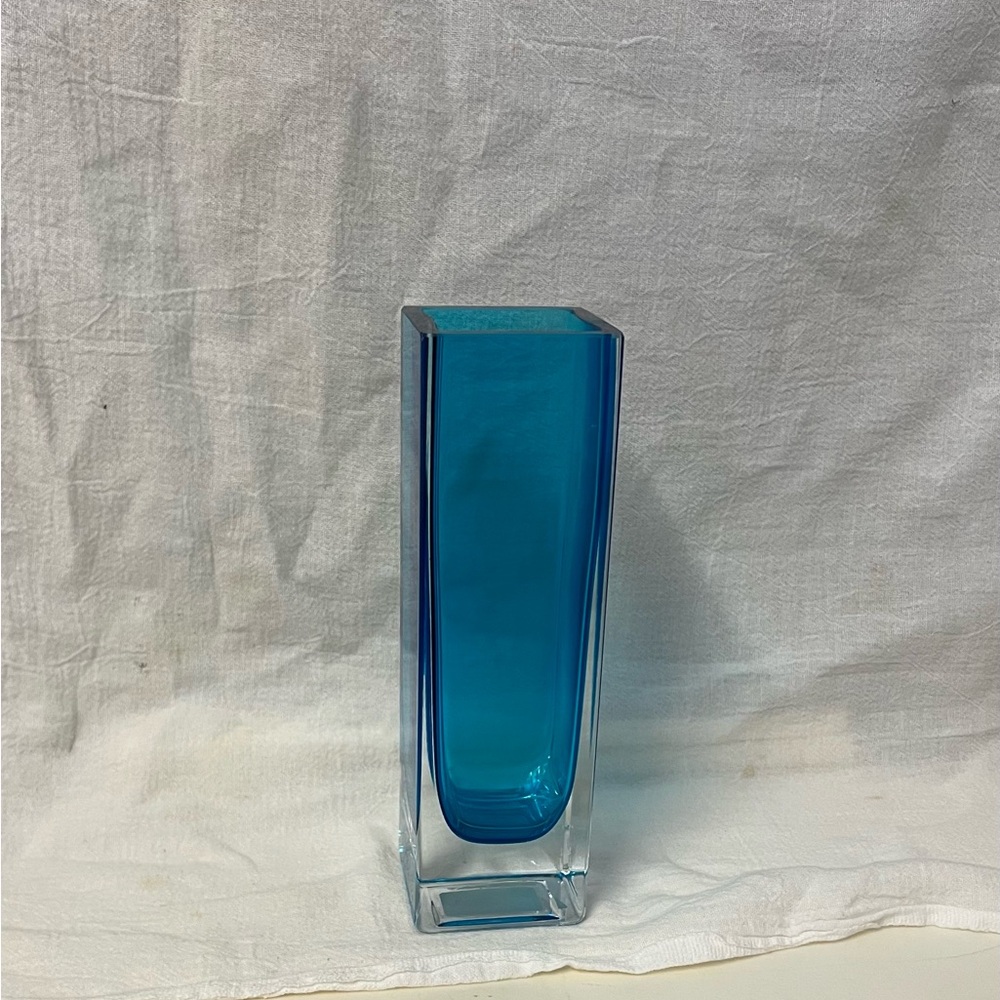 Aqua blue glass vase
